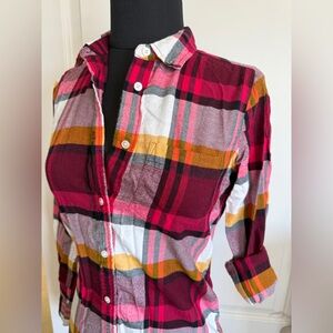 J.Crew Classic Plaid Flannel Button Down Shirt Size 00